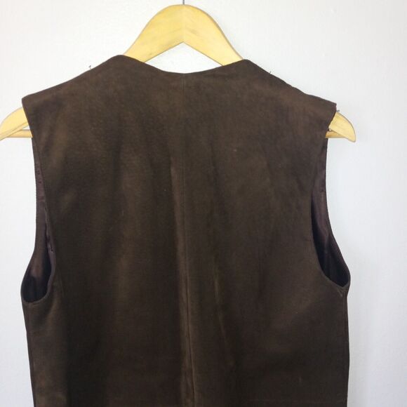 Gabbys 100% Brown Suede Leather Vest-Large-Lined-Pockets-Western-Boho-Rodeo - Picture 6 of 9